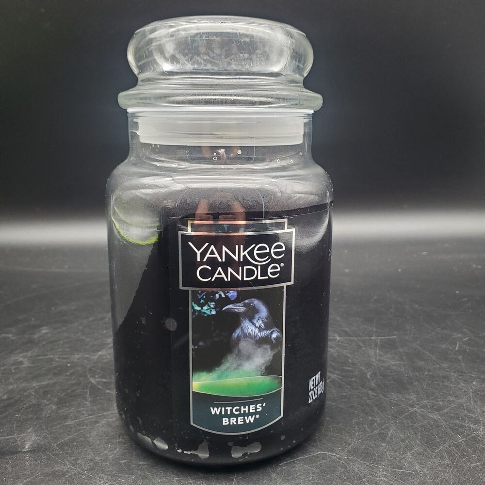 Rare Yankee Candle Witches' Brew 22oz Large Jar Halloween Raven Black Retired